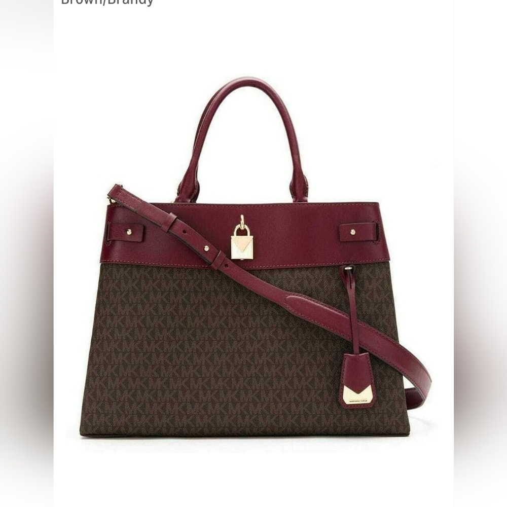 MICHAEL Michael Kors Gramercy Large Logo Satchel in Brown/Brandy
